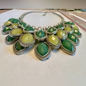 Elegant Green and Yellow Statement Necklace